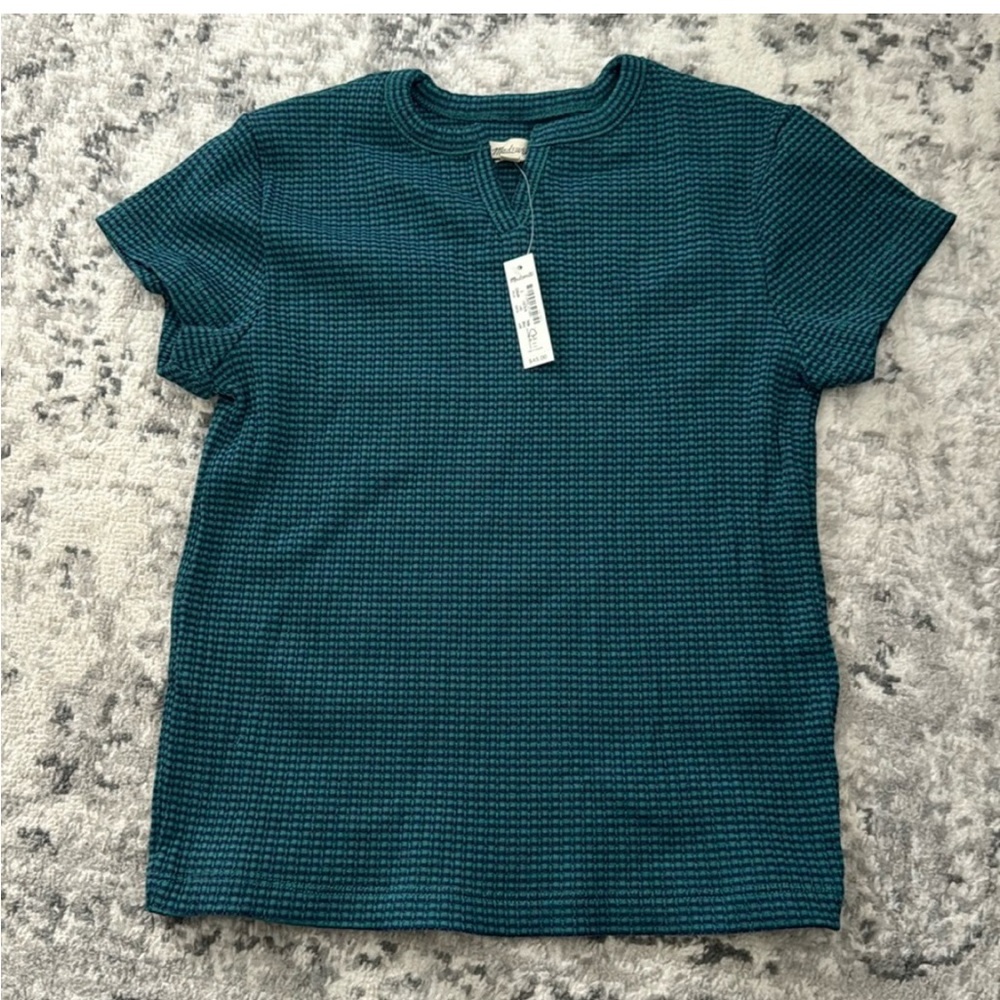 NWT Madewell Ribbed Split-Neck Tee - Picture 2 of 3